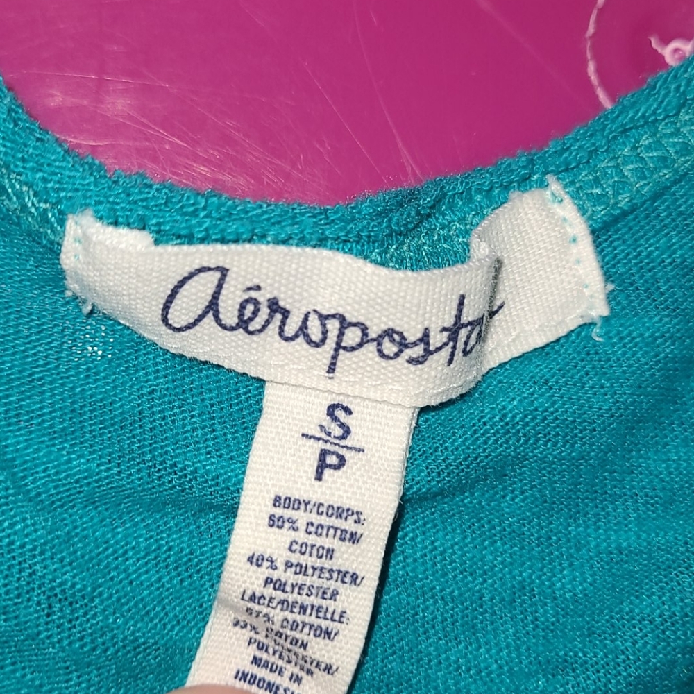 Aeropostale turquoise lace ruffle top - Picture 4 of 5